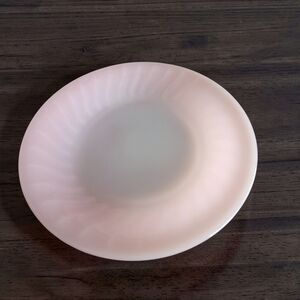 VTG Fire King Pink Swirl Bowl Anchor Hocking Milk Glass Round Coupe 7.5" USA